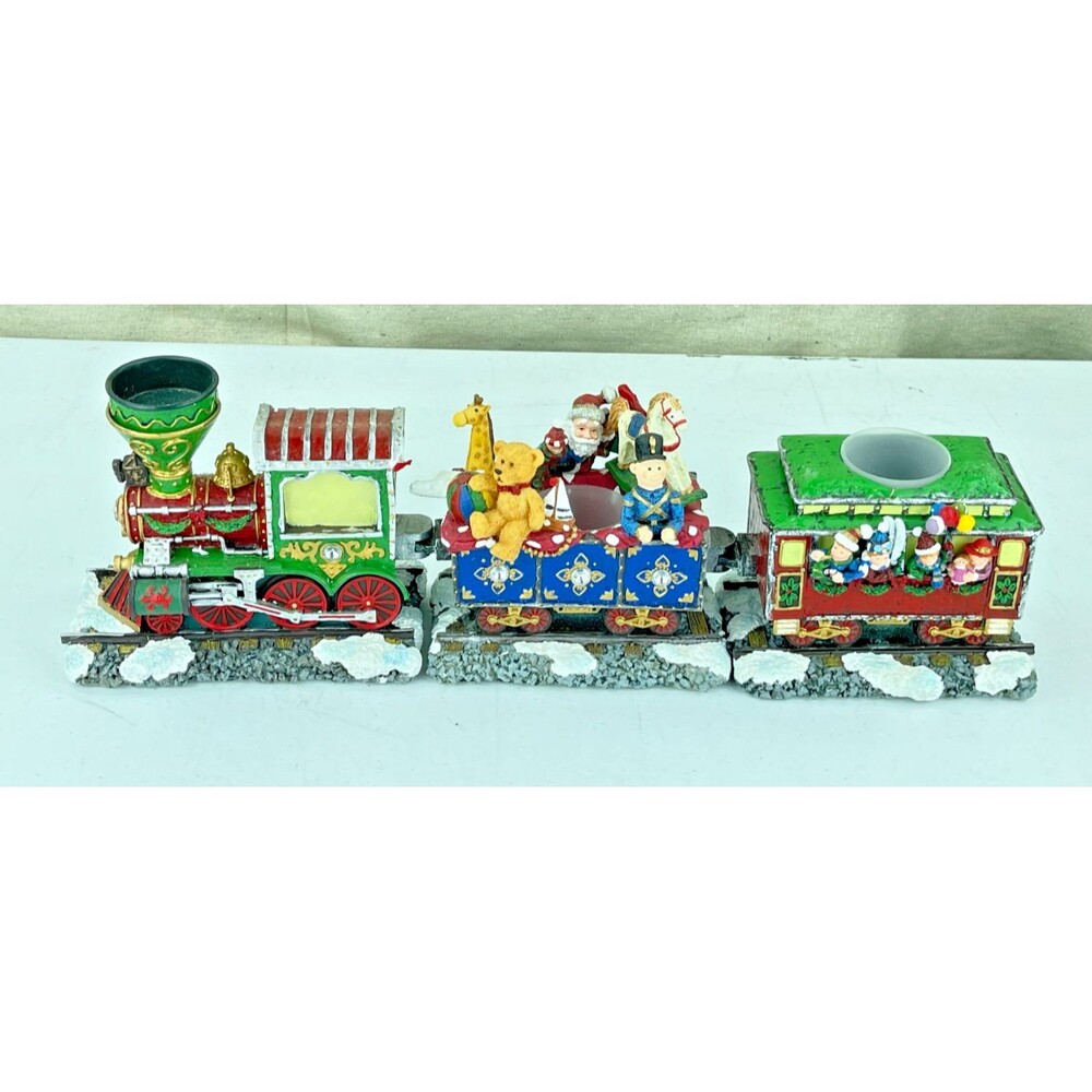 3 Piece Christmas Train Set with Tea Lights Mantle Centerpiece Candle Holder